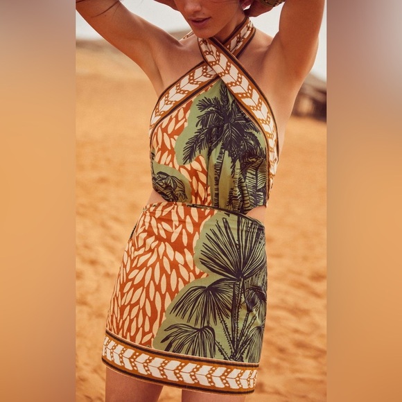 Johanna Ortiz Reminders Of Paradise Halter Mini Dress Multicolor Tropical 6 EUC - Picture 9 of 9